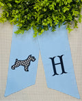 Double Wreath Sash - Houndstooth Applique Schnauzer & Fishtale Font