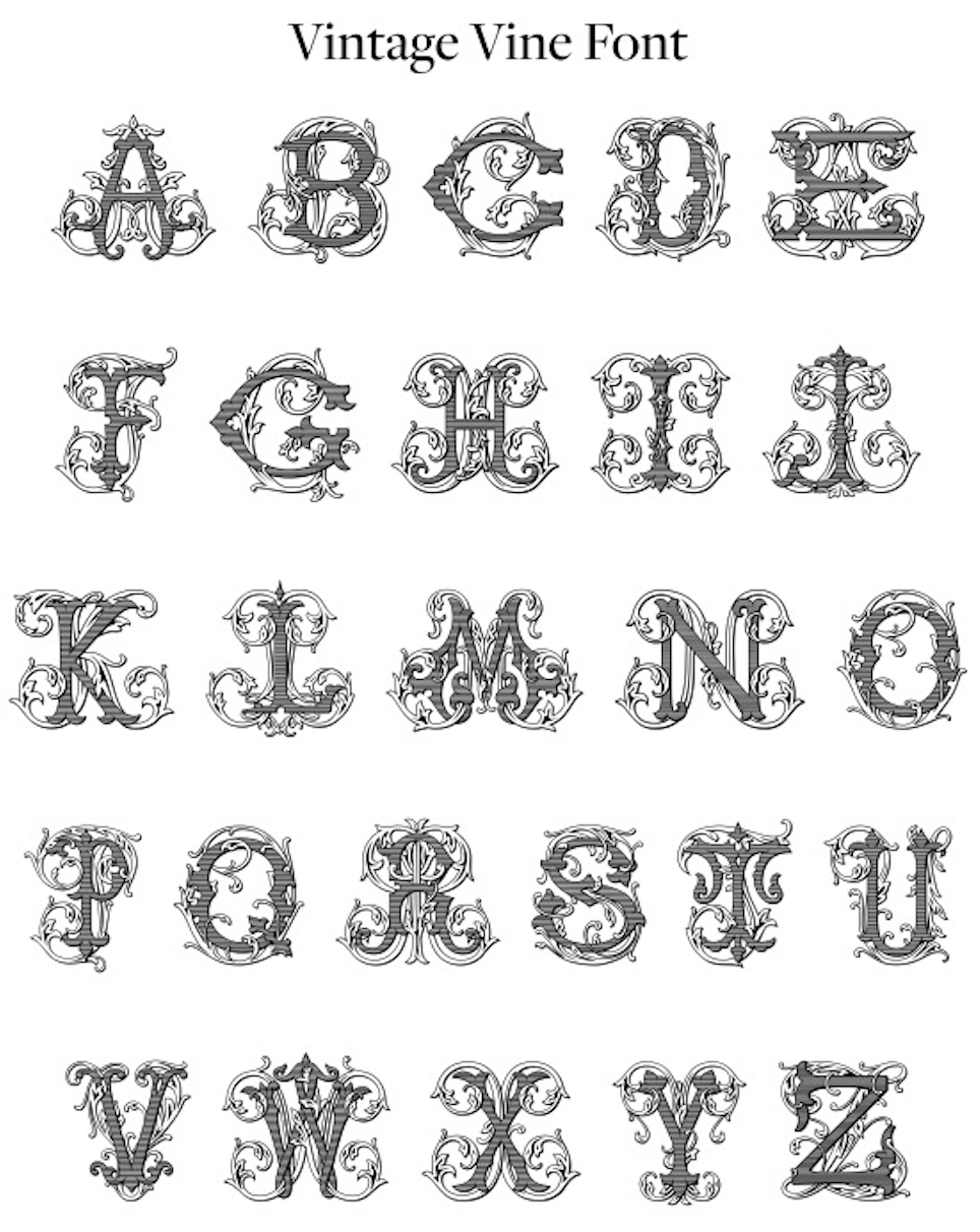 Wreath Sash - Vintage Vine Font